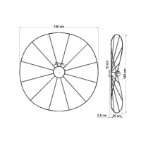Lubinis/sieninis šviestuvas 140 cm – apvalus, juodas, E27 - Nuotrauka 5