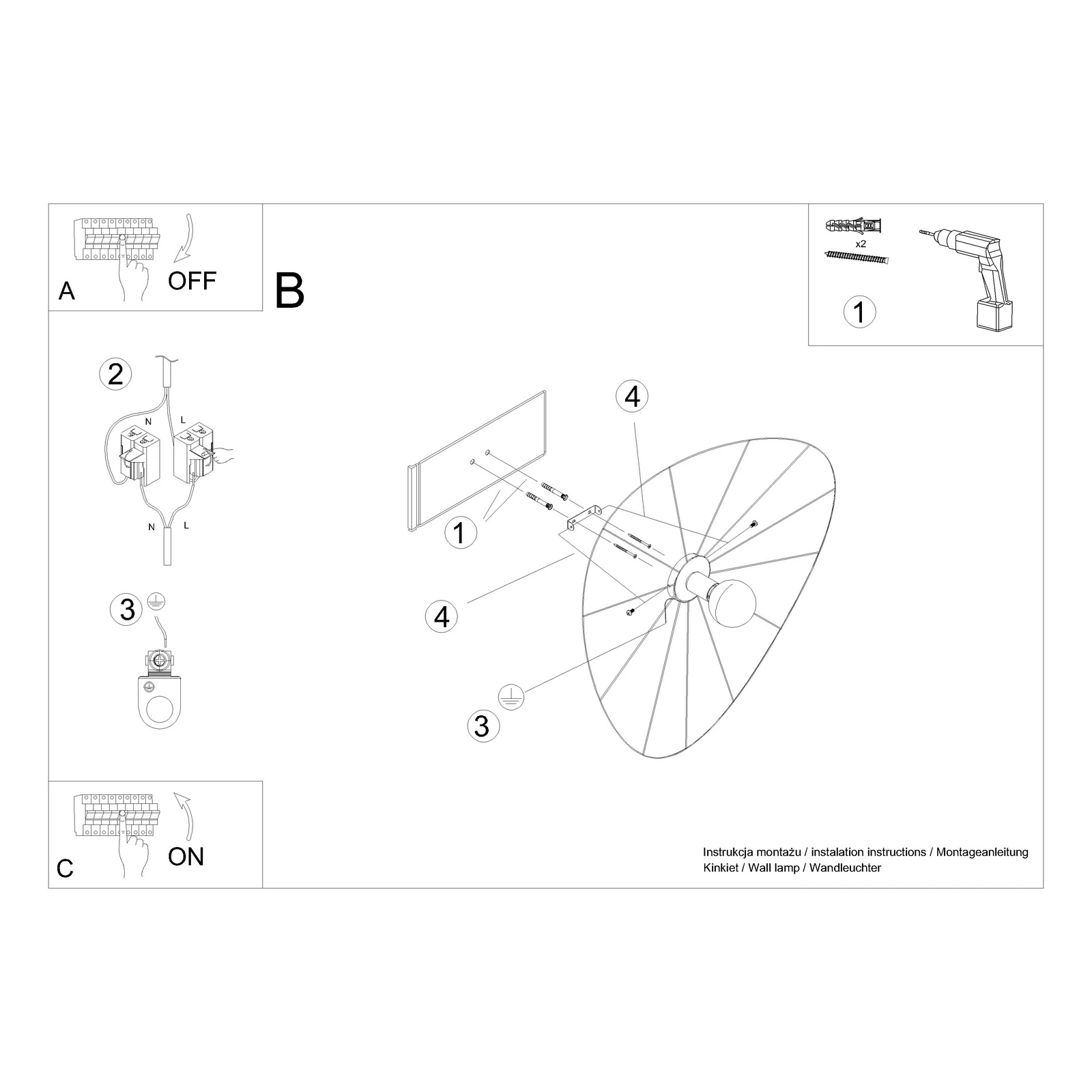 Lubinis/sieninis šviestuvas 140 cm – apvalus, juodas, E27