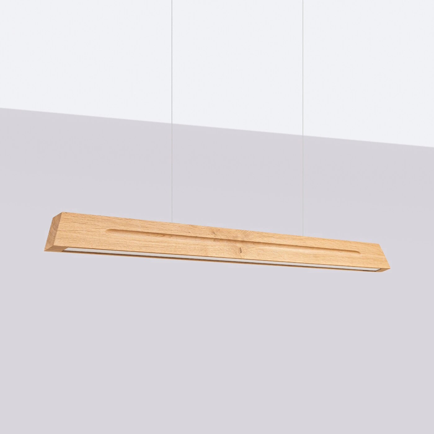 Pendant lamp 120 cm – linear, oak, integrated LED