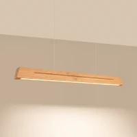 Pendant lamp 120 cm – linear, oak, integrated LED - Image 1