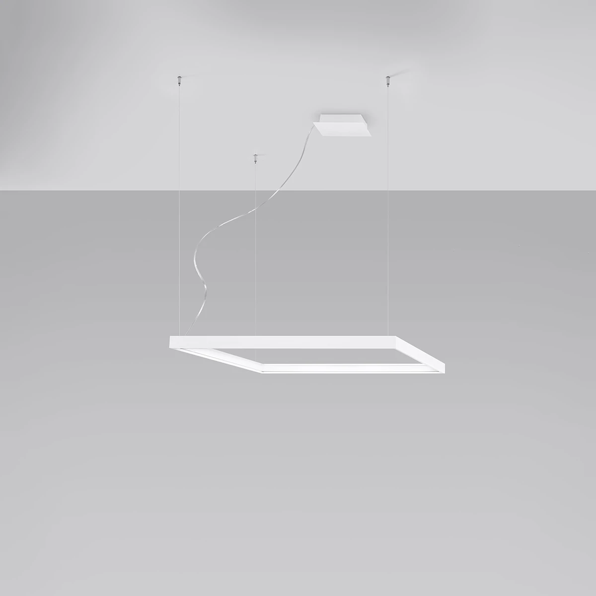 Pendant light 80 cm – square, white, warm LED illumination