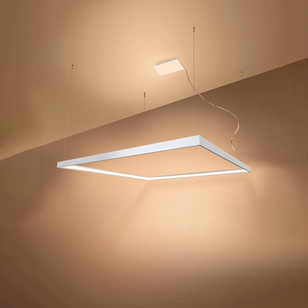 Pendant light 80 cm – square, white, warm LED illumination
