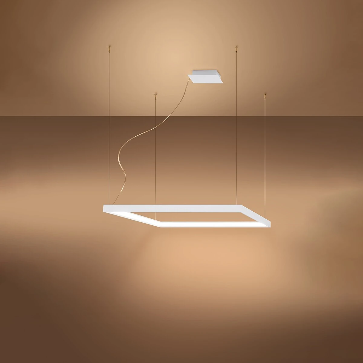 Pendant light 80 cm – square, white, warm LED illumination