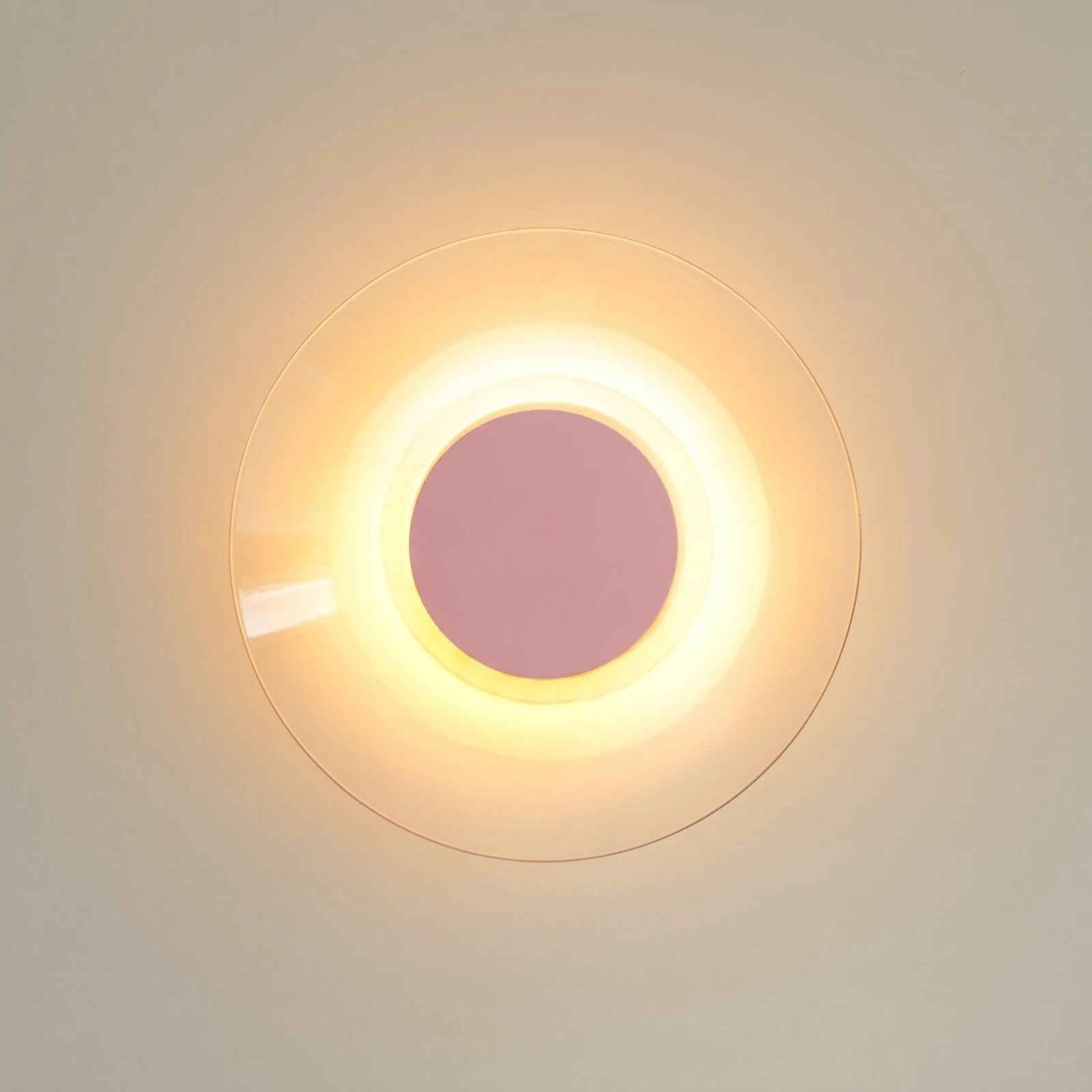 Wall lamp 28 cm – round, pink, warm LED glow