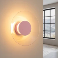 Wall lamp 28 cm – round, pink, warm LED glow - Image 1