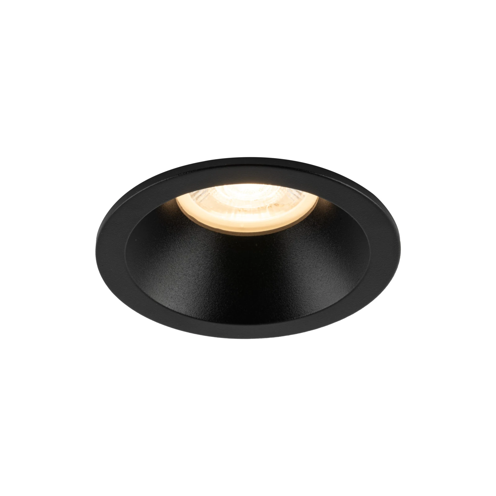 Recessed GU10 spotlight 10 W – round, black, glass detail