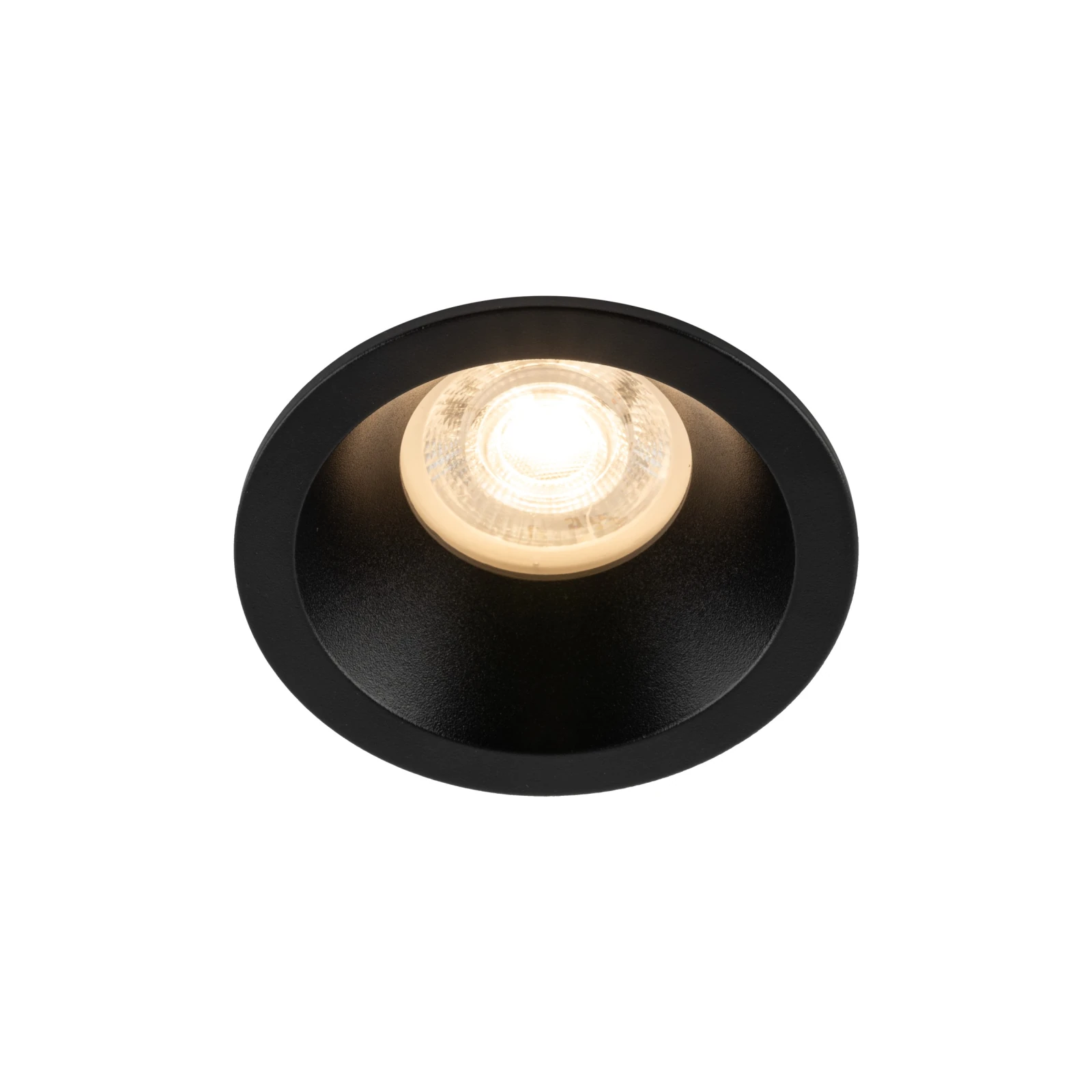Recessed GU10 spotlight 10 W – round, black, glass detail