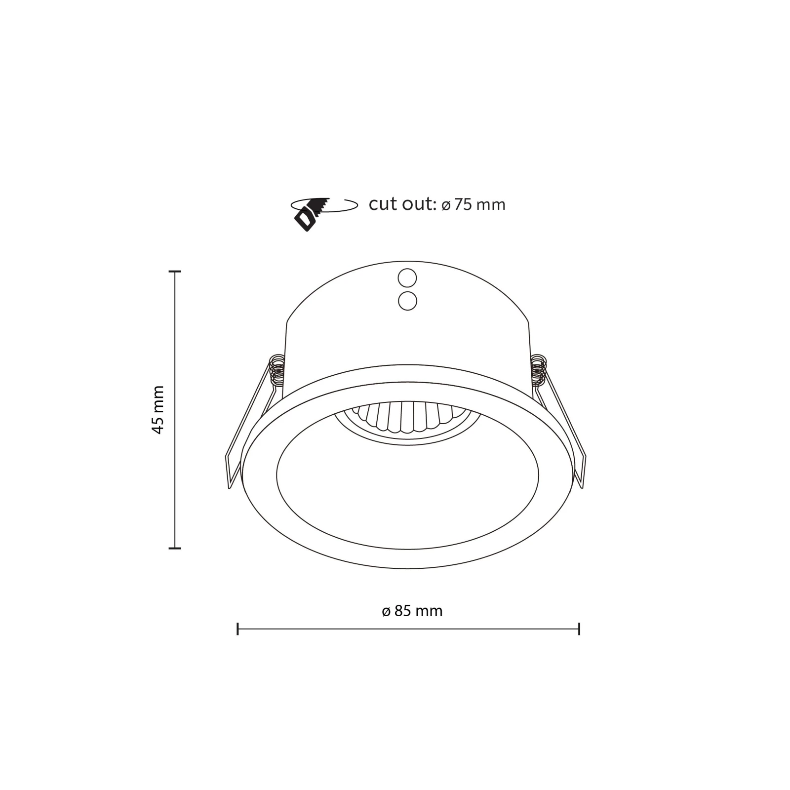 Recessed GU10 spotlight 10 W – round, black, glass detail