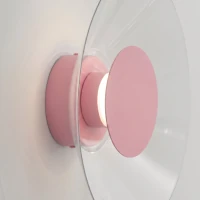 Sieninis LED šviestuvas 28 cm – apvalus, rožinis, skaidrus gaubtas - Nuotrauka 5