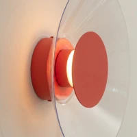 Sieninis šviestuvas 28 cm – apvalus, raudonas, skaidrus plexi gaubtas - Nuotrauka 5