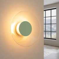 Sieninis šviestuvas 28 cm – apvalus, šalavijo spalvos, šiltas LED - Nuotrauka 1