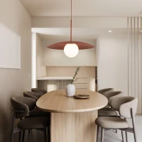 Ceiling light SLATE 15 W – sphere, orange, milky glass - Image 1