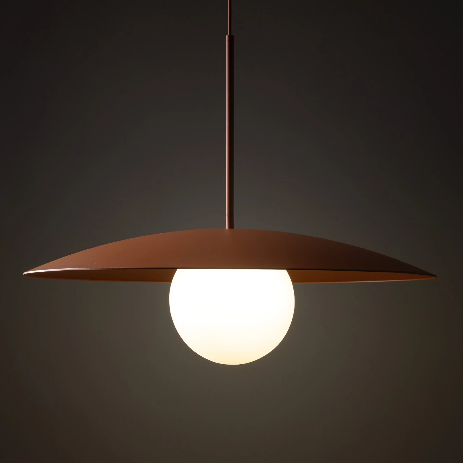 Ceiling light SLATE 15 W – sphere, orange, milky glass
