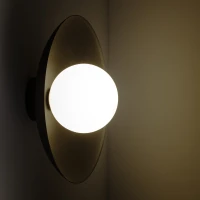 Wall light SLATE 8 W – sphere, black, milky glass - Image 3