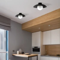 Wall light SLATE 8 W – sphere, black, milky glass - Image 6