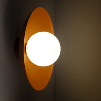 Wall light 8 W – round, orange, milky glass globe - Image 3