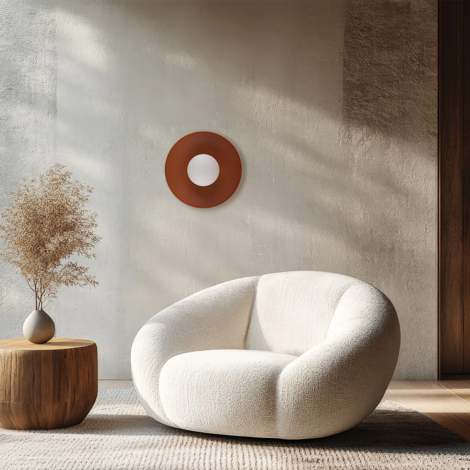 Wall light 8 W – round, orange, milky glass globe