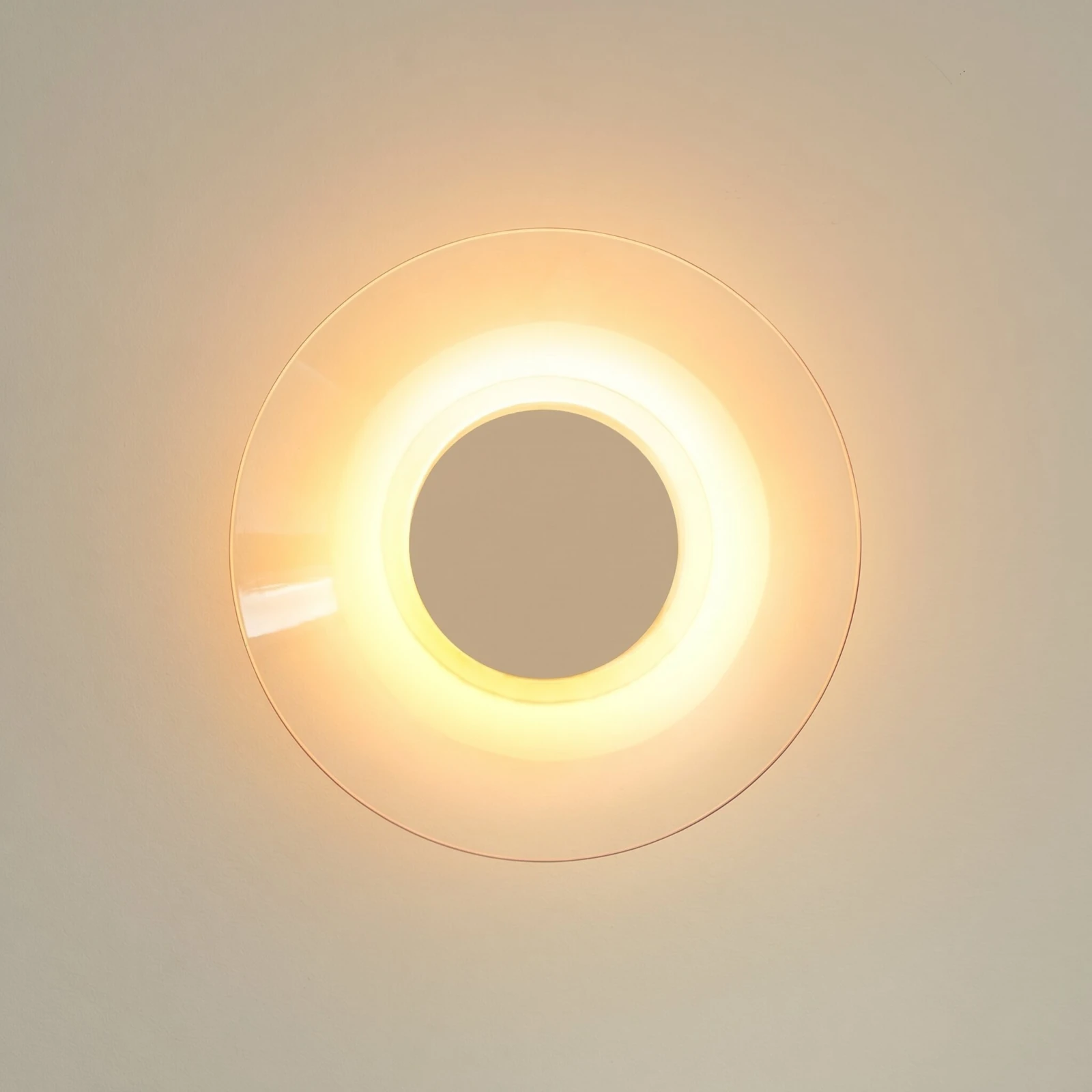 Wall lamp 28 cm – round taupe LED, warm ambient glow