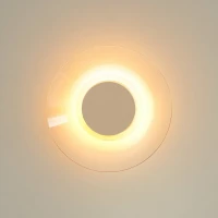 Wall lamp 28 cm – round taupe LED, warm ambient glow - Image 4
