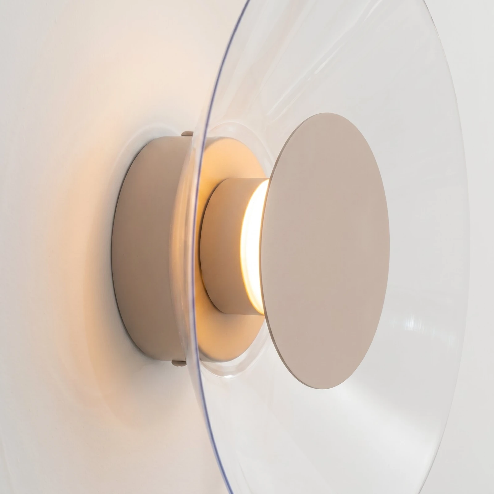 Wall lamp 28 cm – round taupe LED, warm ambient glow