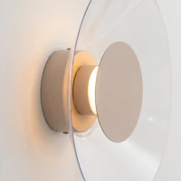 Wall lamp 28 cm – round taupe LED, warm ambient glow - Image 5