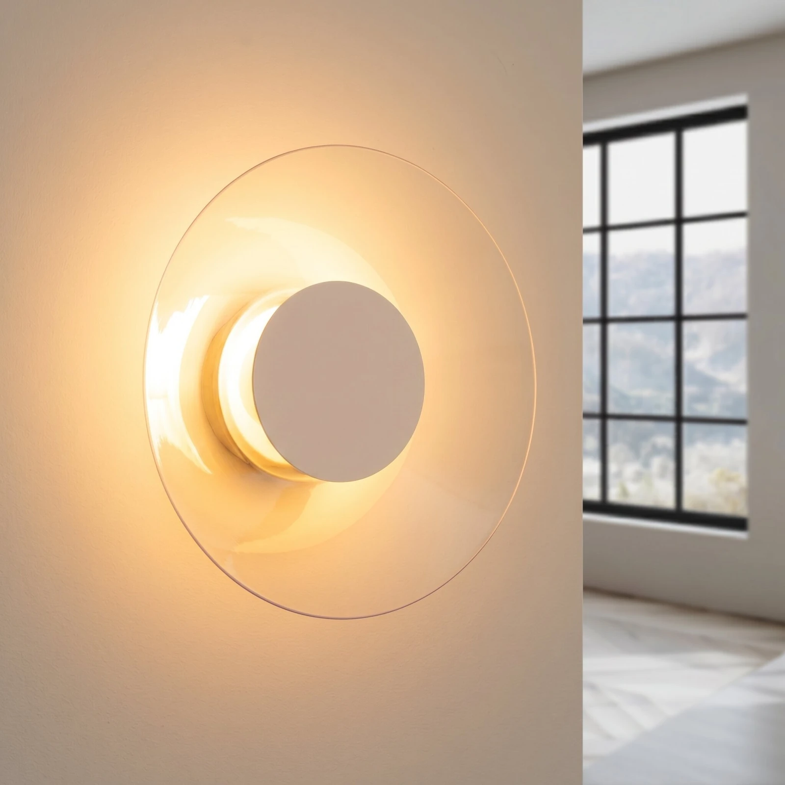 Wall lamp 28 cm – round taupe LED, warm ambient glow