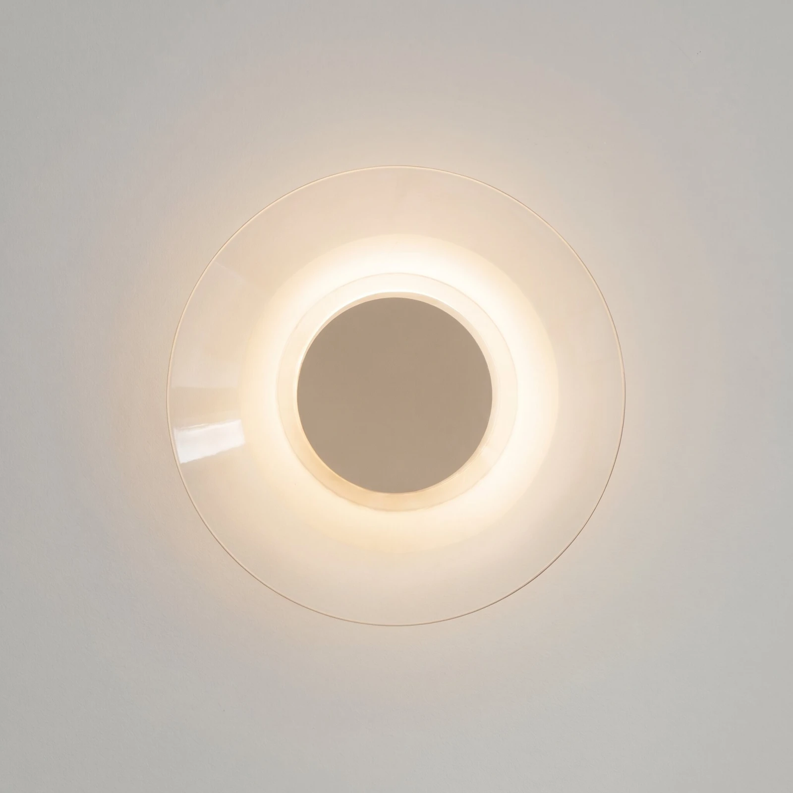 Sieninis šviestuvas 28 cm – apvalus, pilkai rudas, skaidrus LED diskas