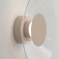 Sieninis šviestuvas 28 cm – apvalus, pilkai rudas, skaidrus LED diskas - Nuotrauka 5