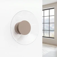 Sieninis šviestuvas 28 cm – apvalus, pilkai rudas, skaidrus LED diskas - Nuotrauka 3