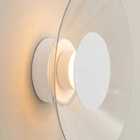 Sieninis šviestuvas 28 cm – apvalus, baltas, šiltos LED šviesos - Nuotrauka 5