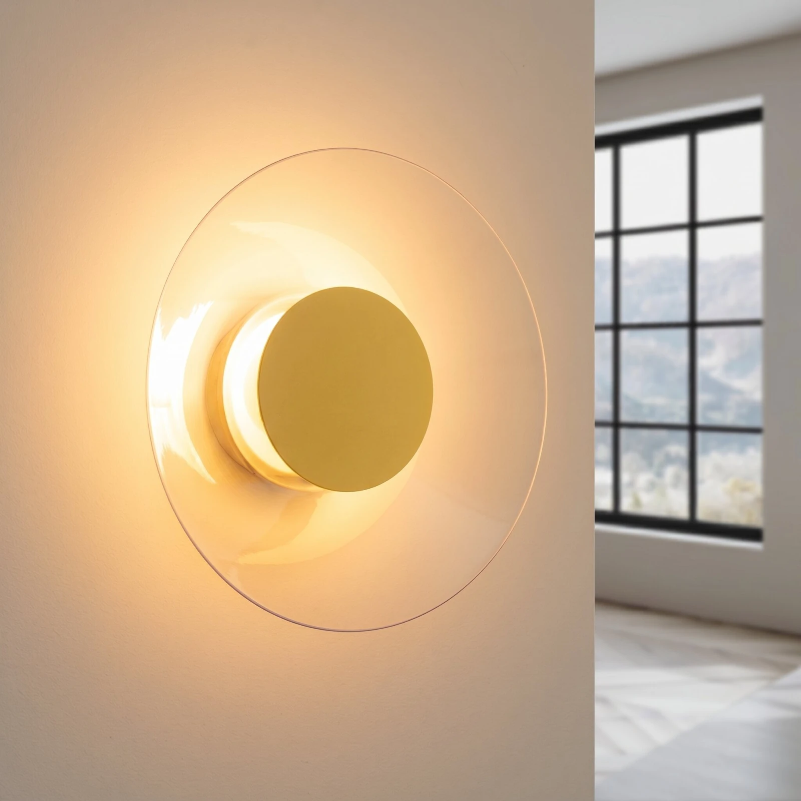Wall lamp 28 cm – round, yellow, warm LED glow