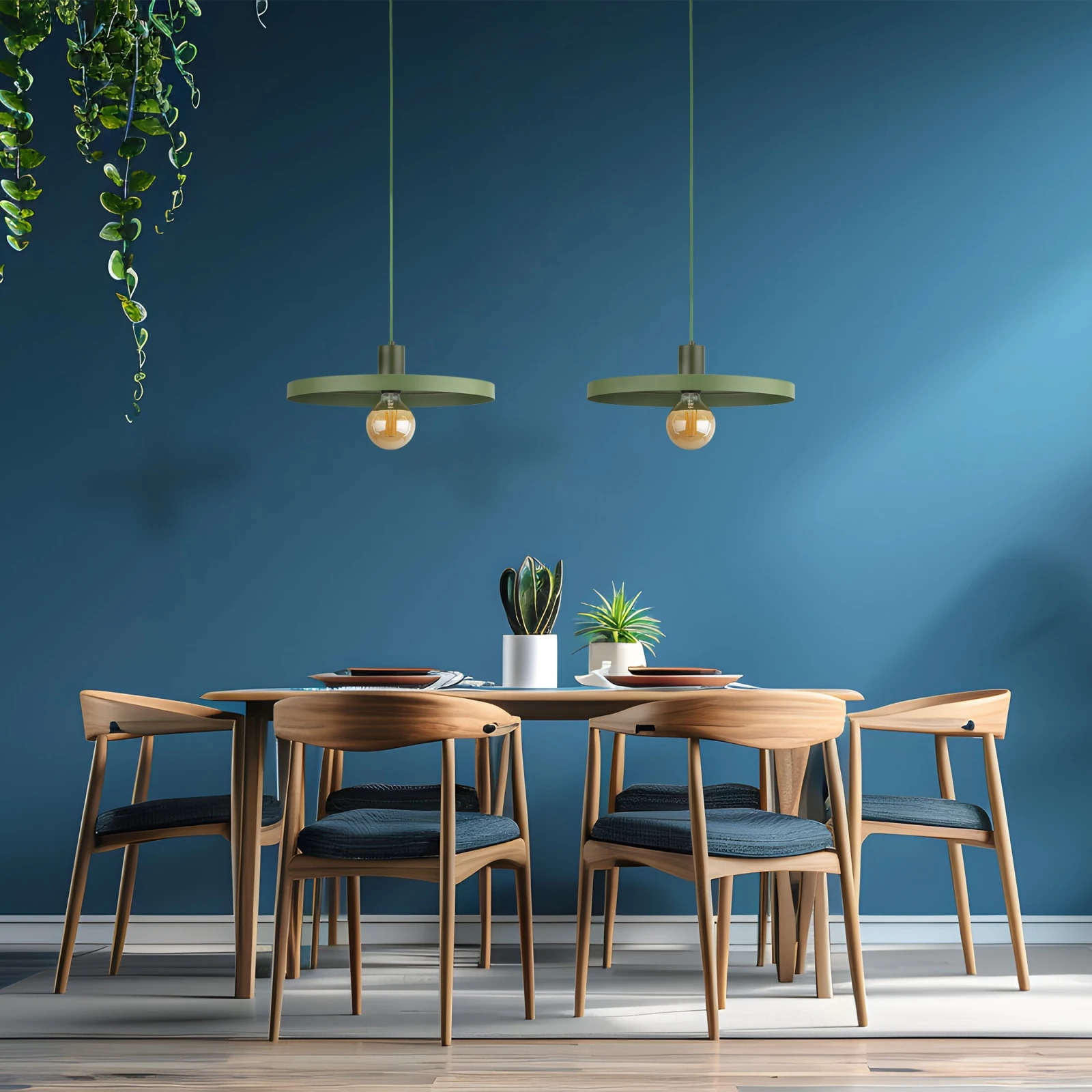 Pendant light 40 cm – round, green, E27