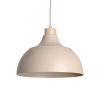 CAP pendant light – beige metal shade, wooden accent - Image 3