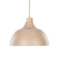 CAP pendant light – beige metal shade, wooden accent - Image 7