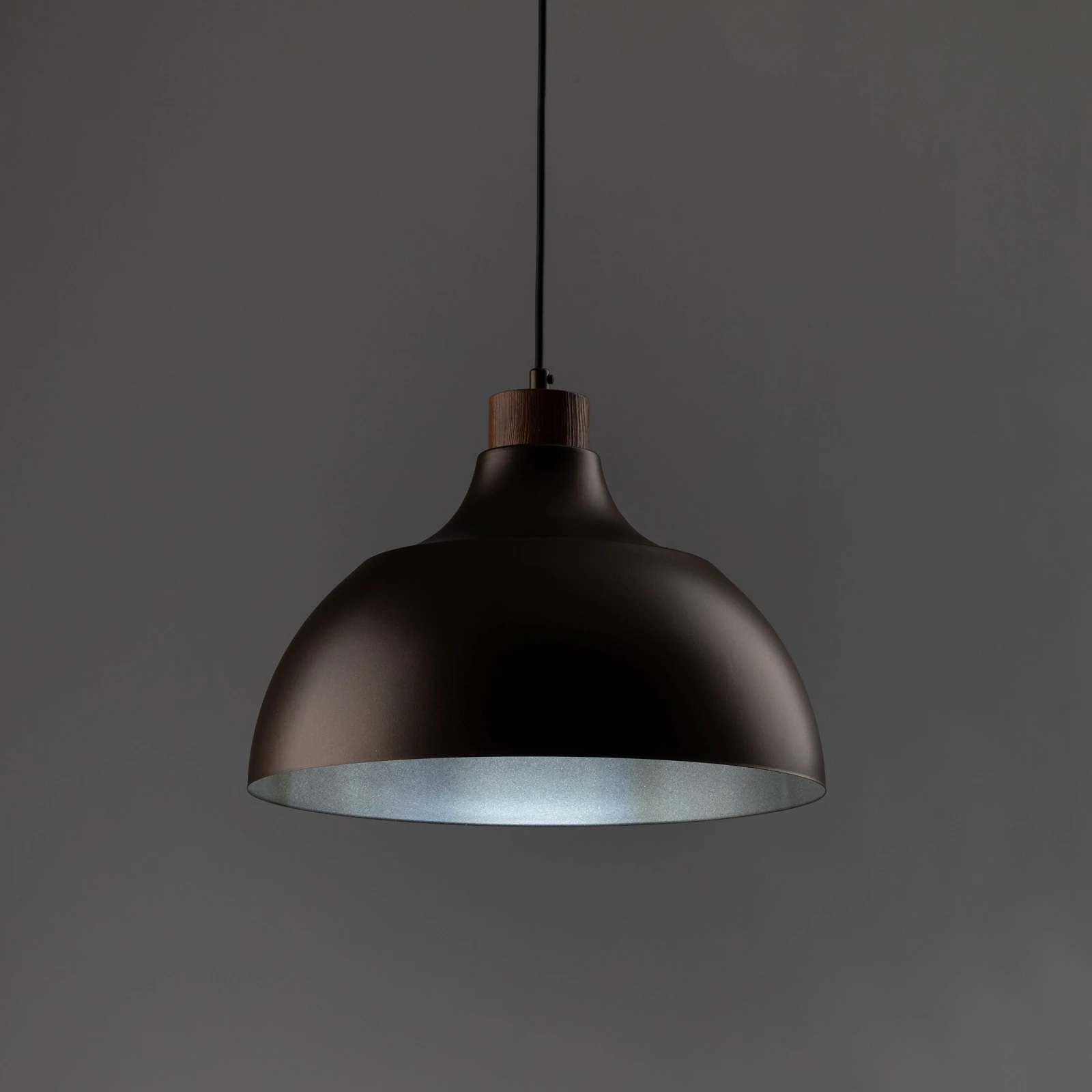 Pendant light 1x15 W – cylinder, brown, wood detail