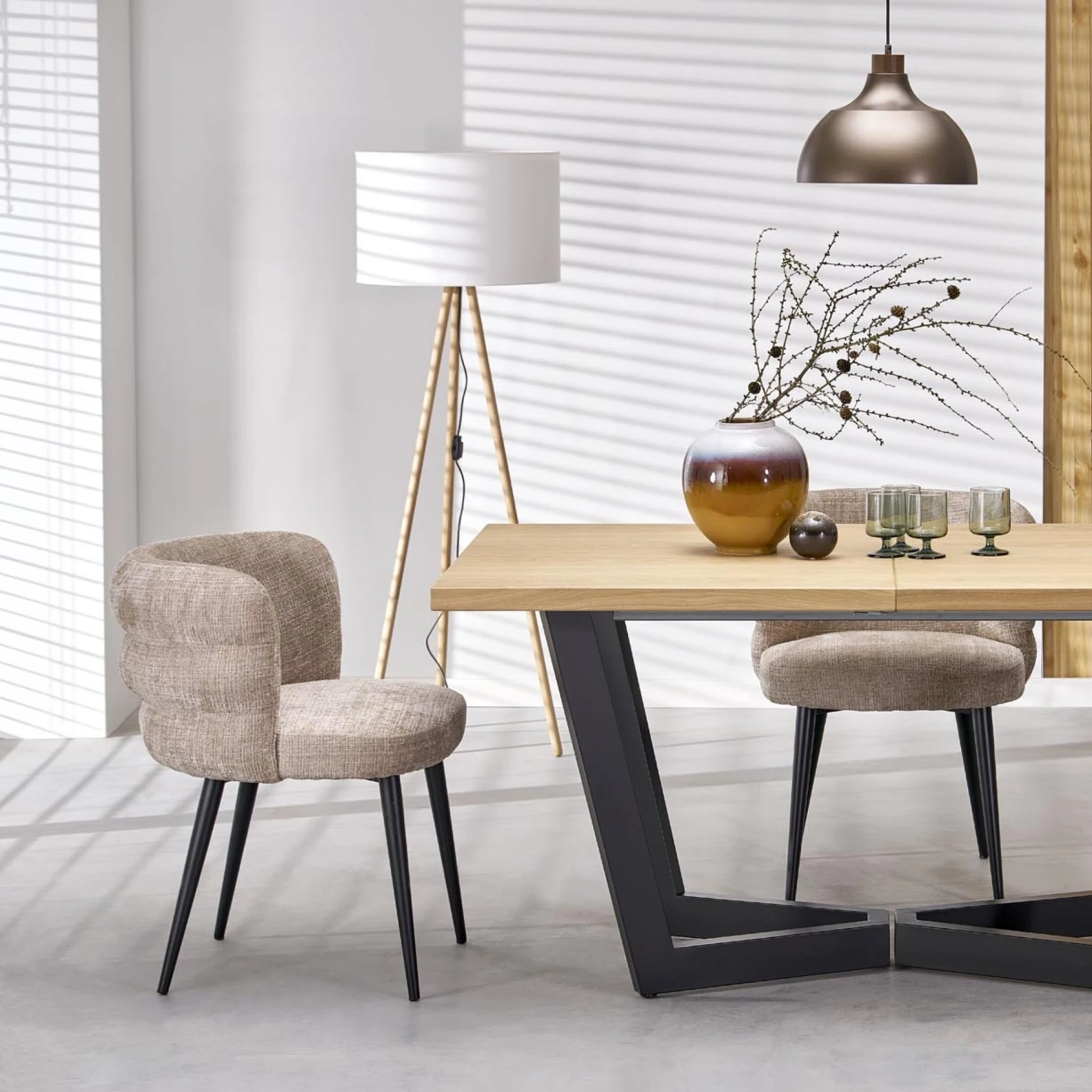 Pendant light 1x15 W – cylinder, brown, wood detail