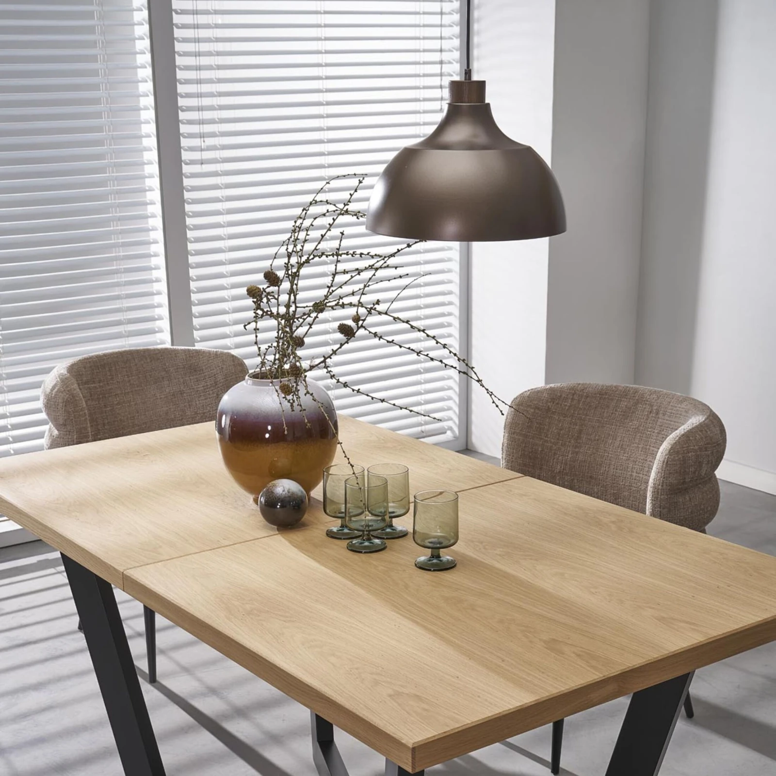 Pendant light 1x15 W – cylinder, brown, wood detail