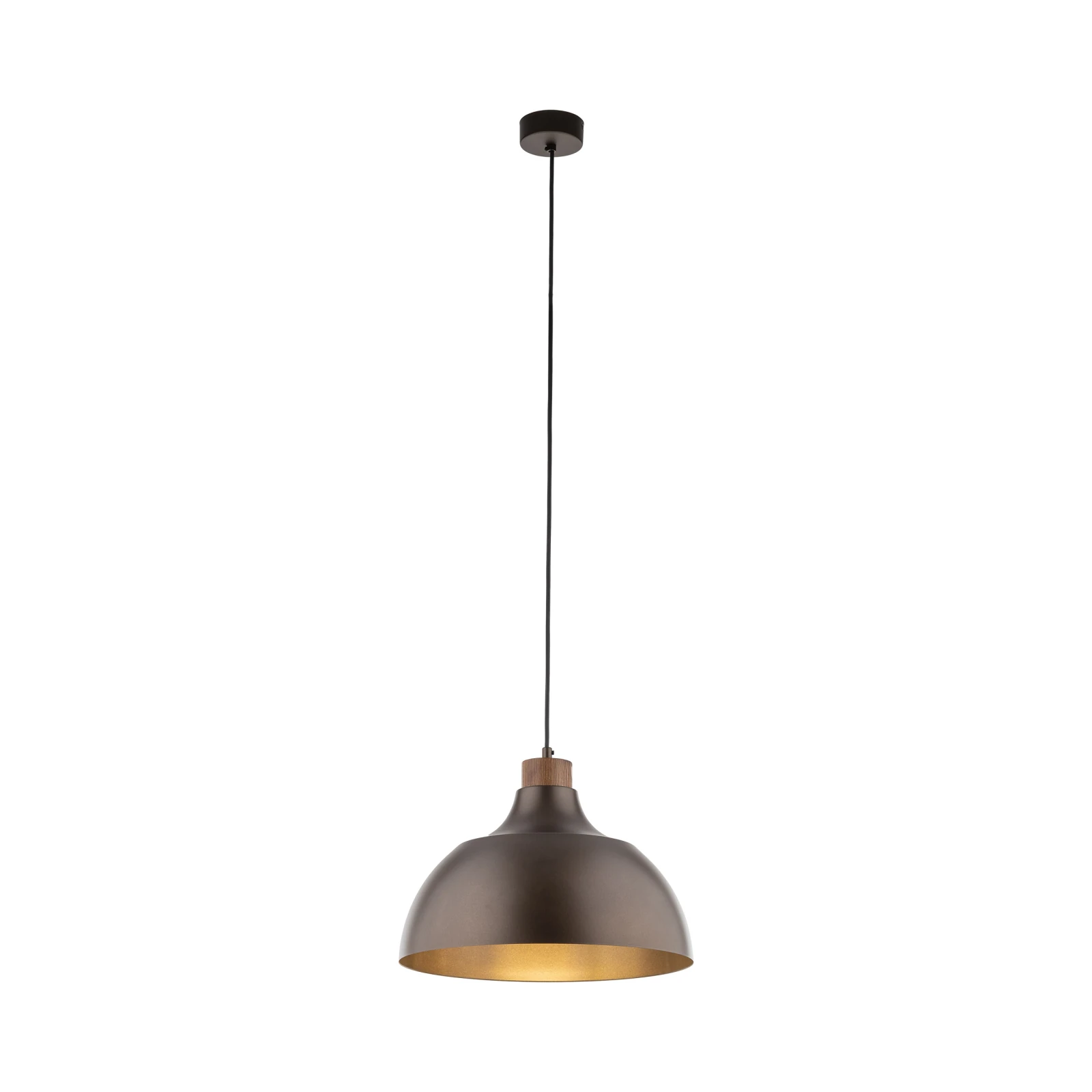 Pendant light 1x15 W – cylinder, brown, wood detail