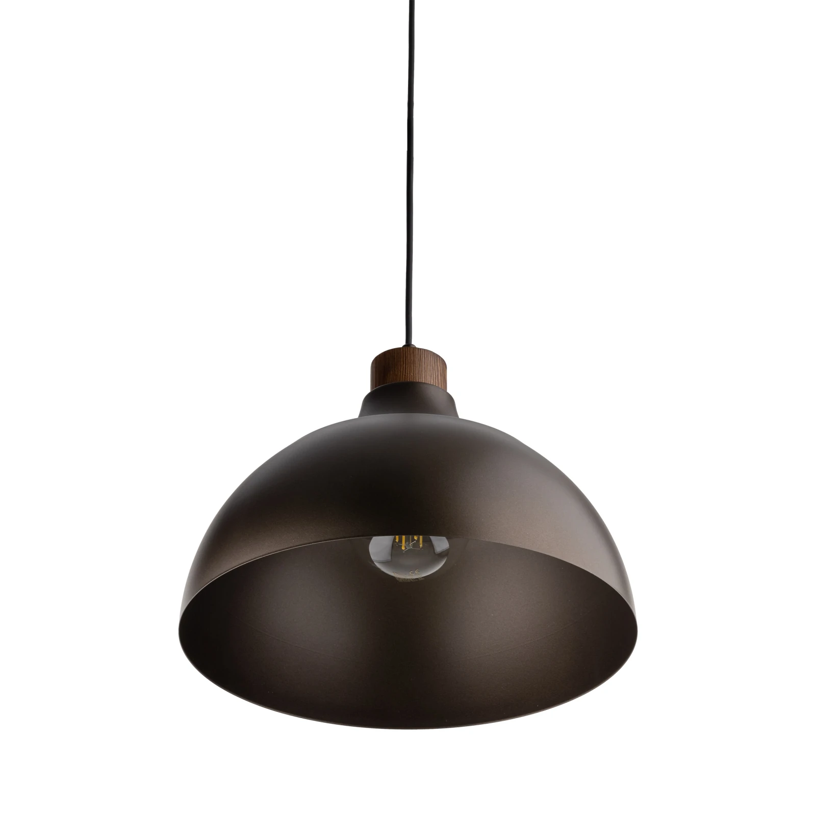 Pendant light 1x15 W – cylinder, brown, wood detail