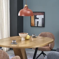 CAP pakabinamas šviestuvas, oranžinis, medžio detalė, E27 - Nuotrauka 12