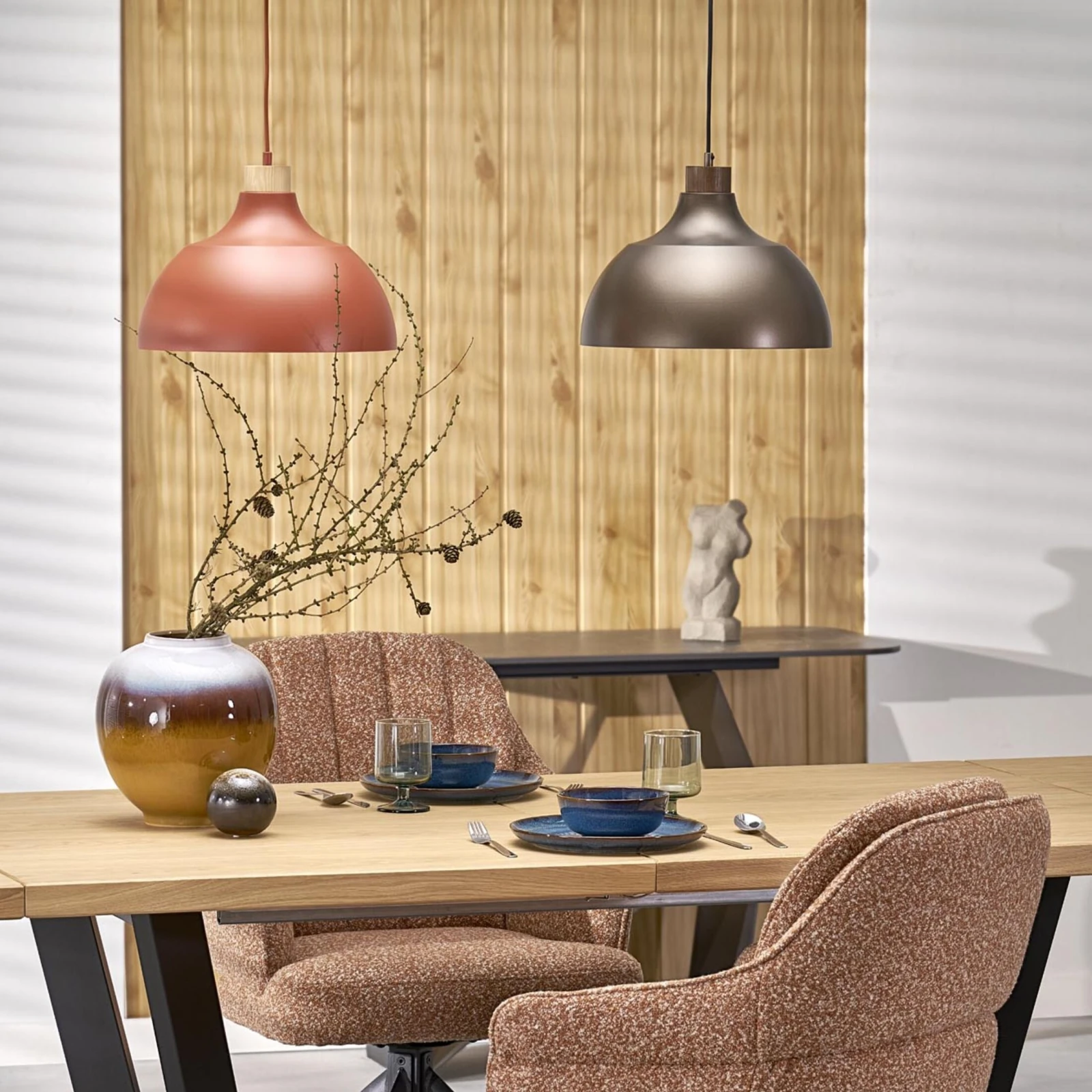 CAP pakabinamas šviestuvas, oranžinis, medžio detalė, E27