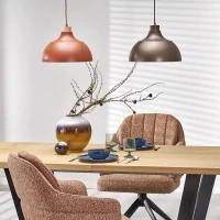 CAP pakabinamas šviestuvas, oranžinis, medžio detalė, E27 - Nuotrauka 8