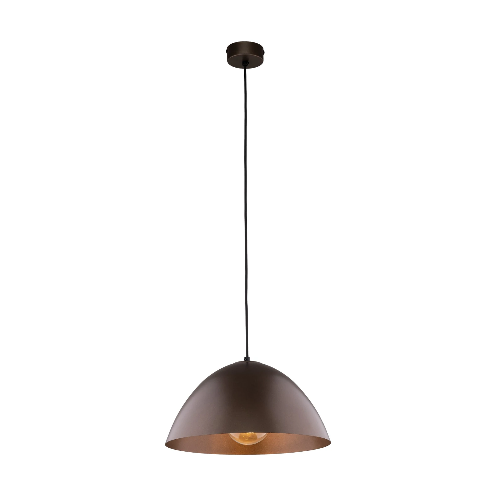 FARO 15 W pendant light – brown metal shade, classic form