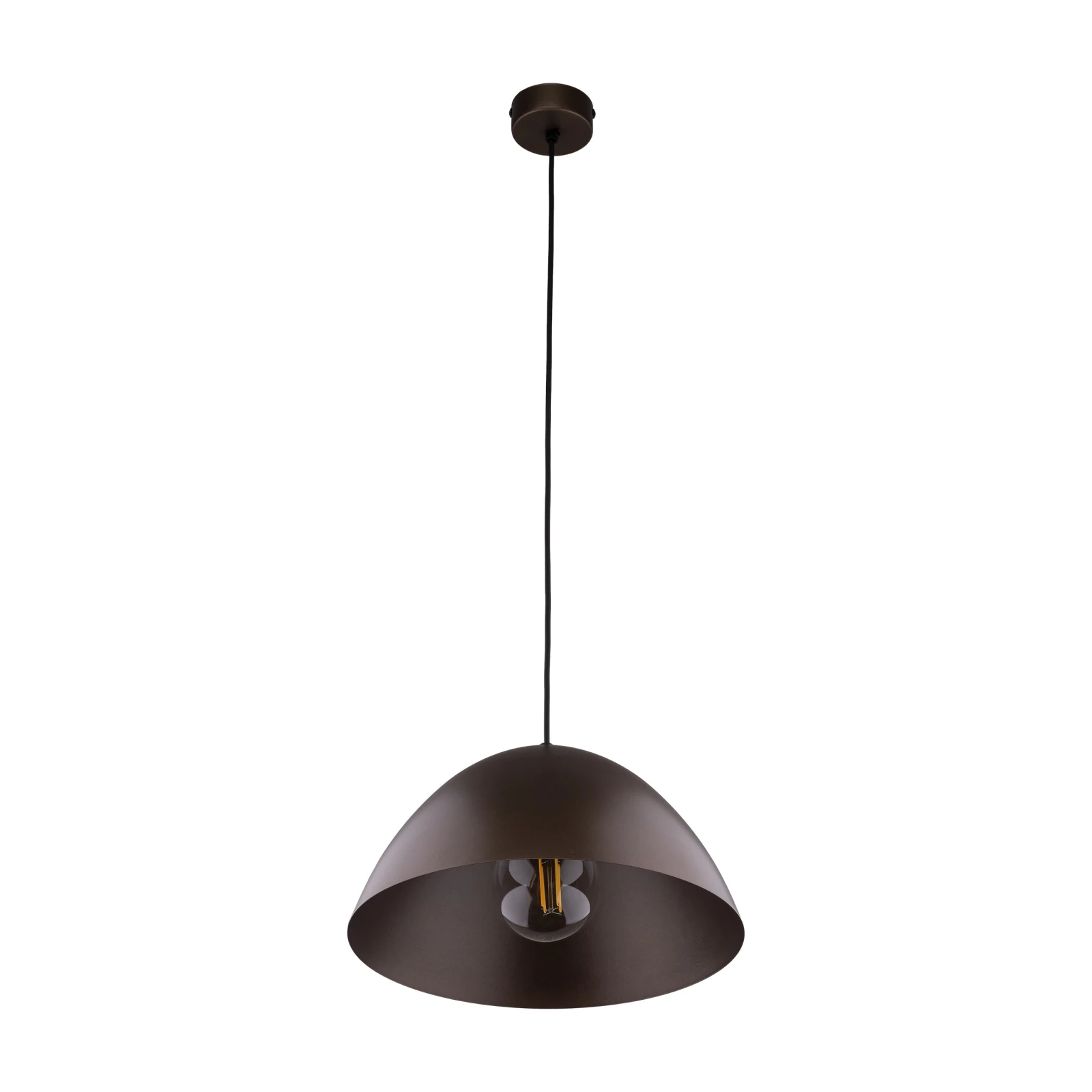 FARO 15 W pendant light – brown metal shade, classic form