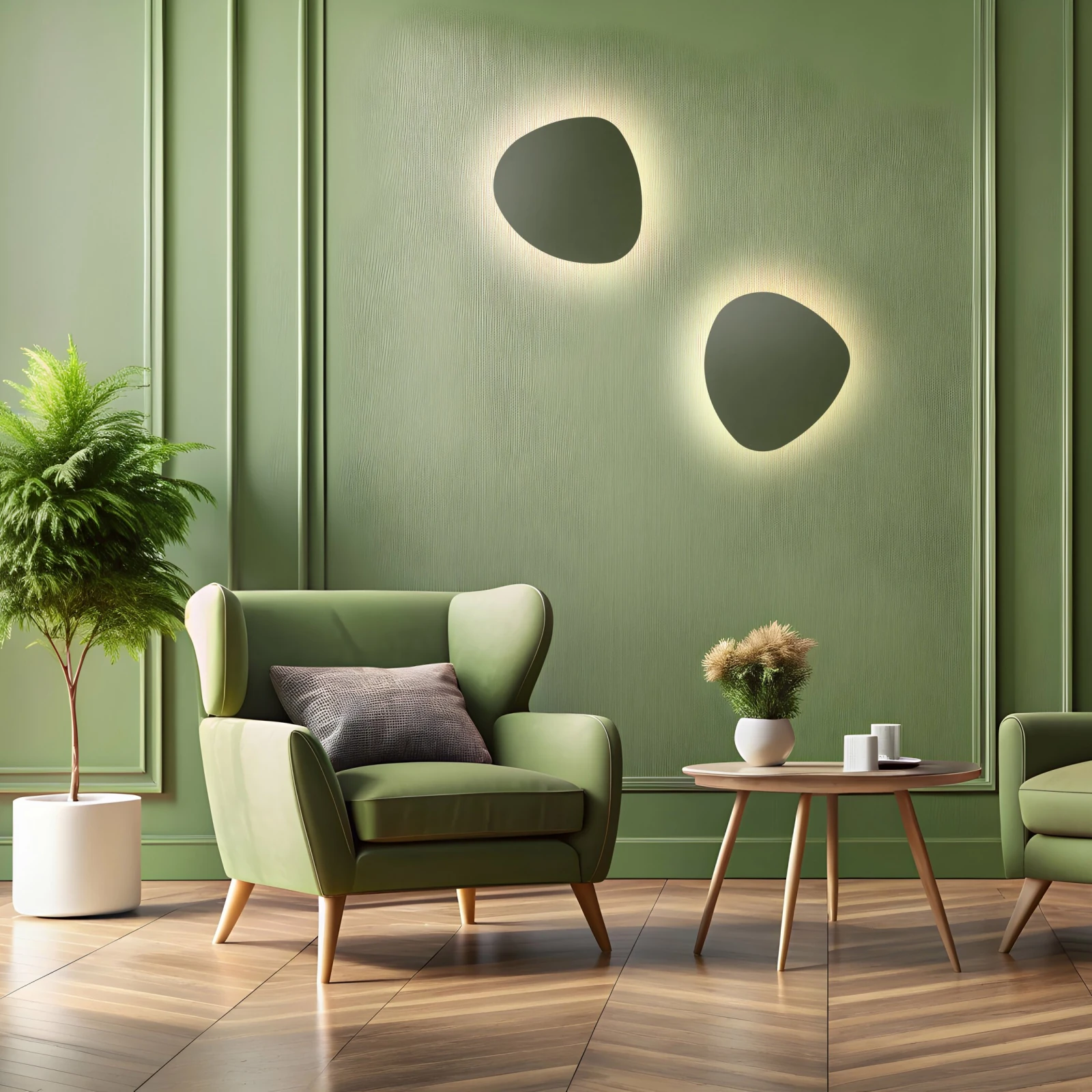 Wall light 3xG9 - stone shape, green, diffused glow