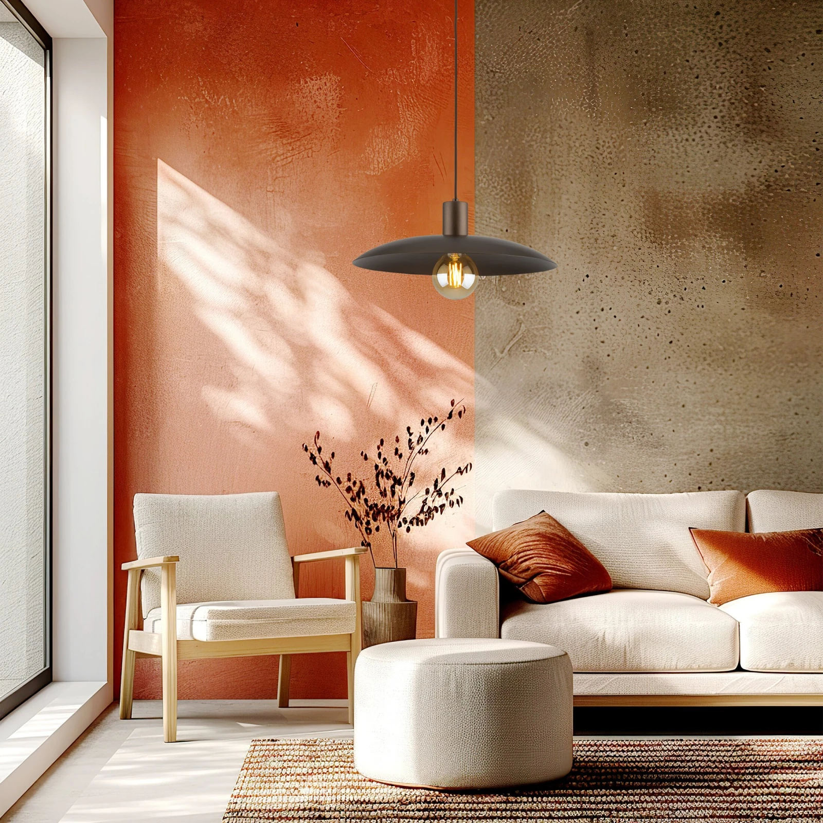 ASTRA 15 W pendant light – round brown E27 shade