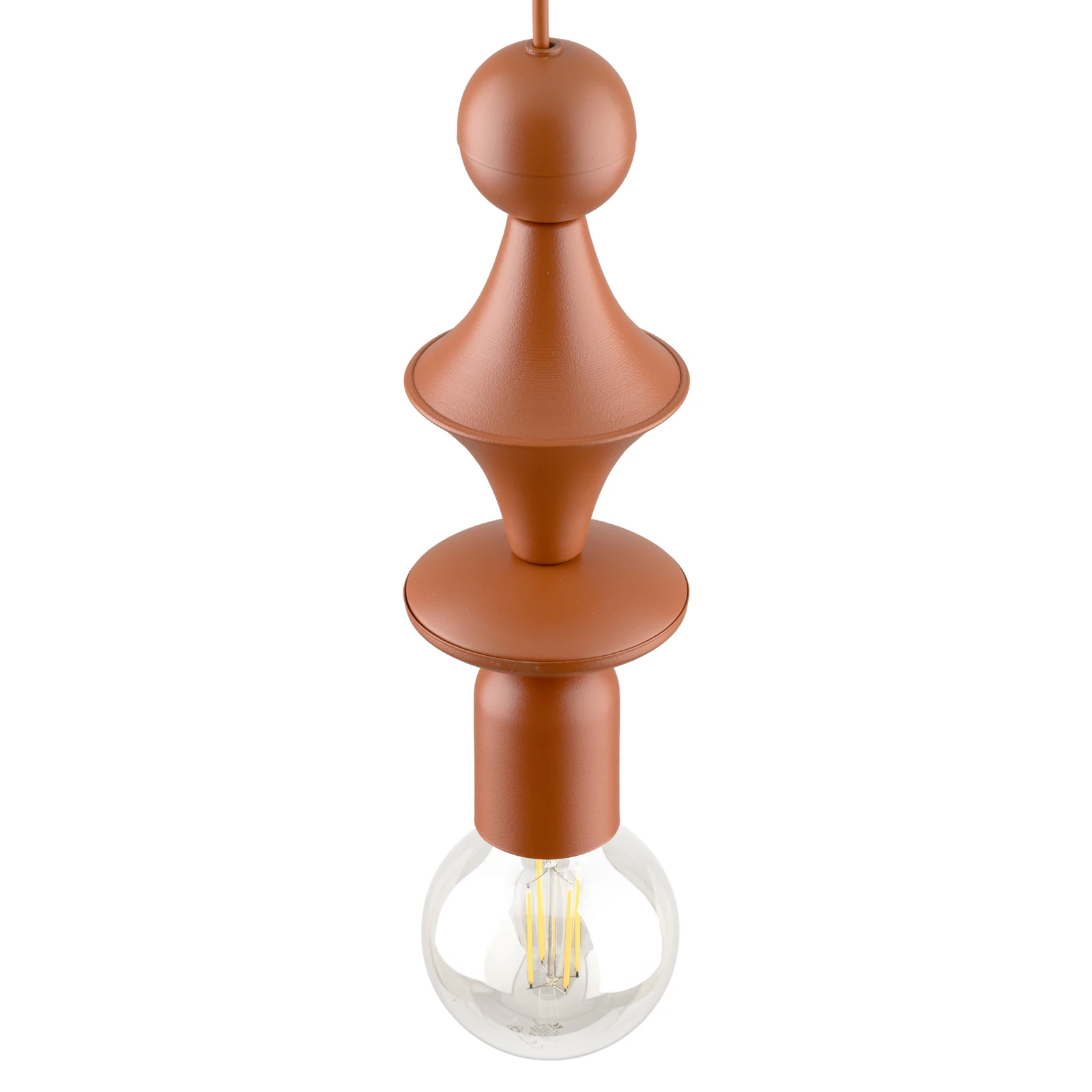 Pendant light E27 - slim tower shape, brick orange