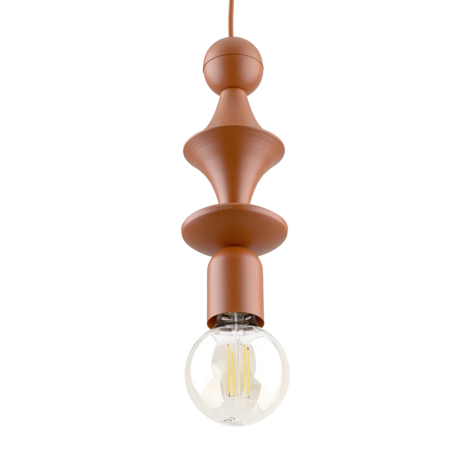 Pendant light E27 - slim tower shape, brick orange