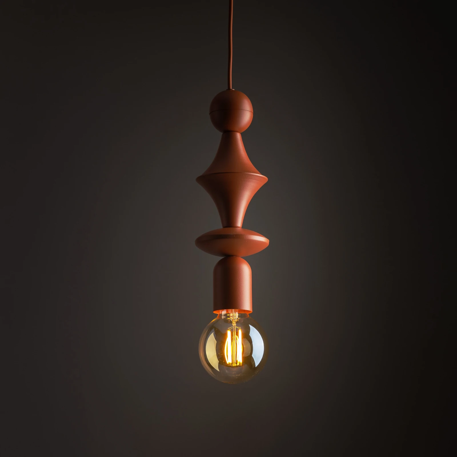 Pendant light E27 - slim tower shape, brick orange