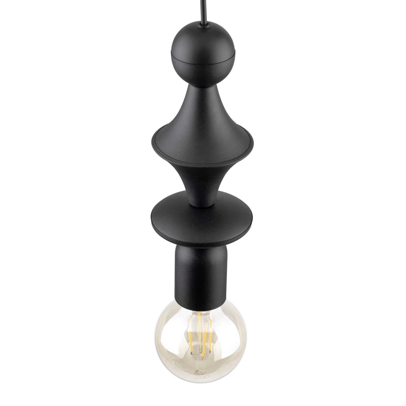 Pendant light E27 - slim tower shape, black finish